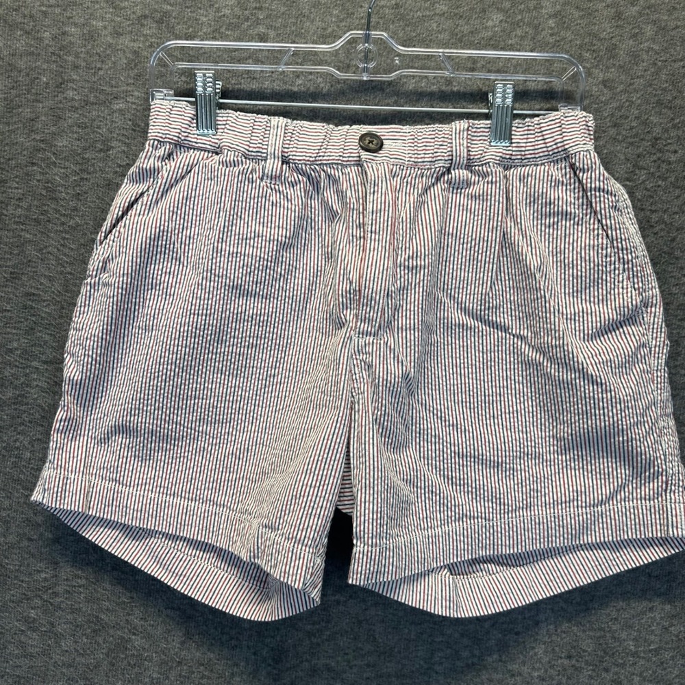 Chubbies Mens Seersucker Striped Shorts Red White Blue Nautical Size Medium 5in